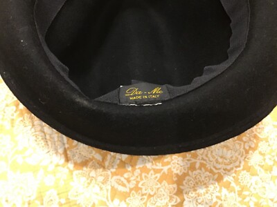 DA - ME Womens Hat Medium Black 100% Wool Fedora Made Italy NEW Da-Me Women main image 2