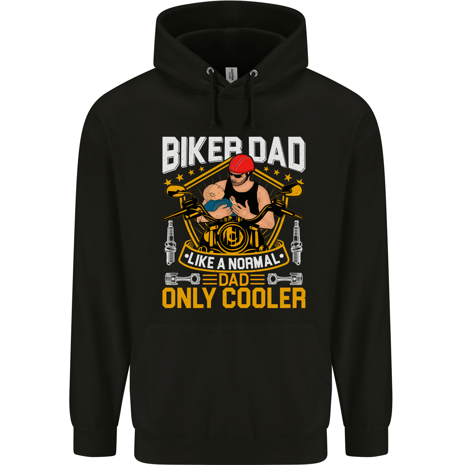 Biker Baby Dad Funny Fathers Day Motorcycle Mens 80% Cotton Hoodie