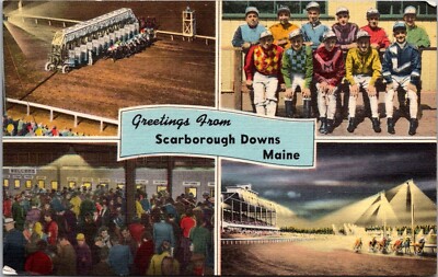Multi Views Scarborough Downs Race Track Scarborough ME Vintage Postcard Q79