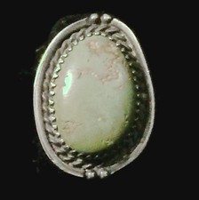 Green Turquoise Ring Vintage Southwest Tribal Boho Sterling Silver Size 6 Women
