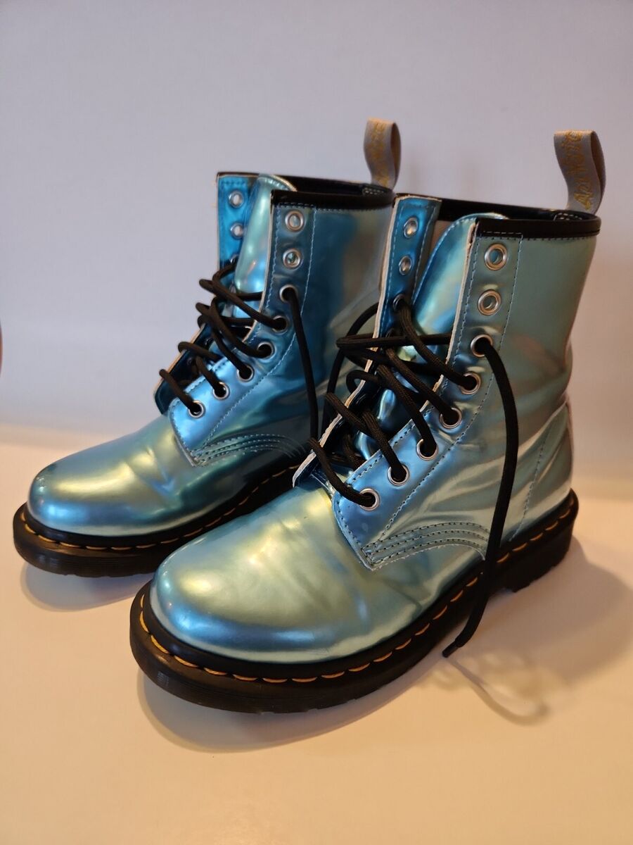 Dr Martens 25279 Blue Metallic Faux Patent Leather 8 Eye Dr Martens 25279 Blue Metallic Faux Patent Leather 8 Eye