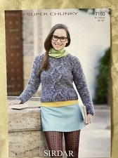 Sirdar Kiko knitting pattern 7160. Sweater, Super Chunky 32-42"  NEW, old stock