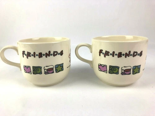 Vintage 90s Friends set of 2 Large Coffee Mug Cup Staffordshire England 1999