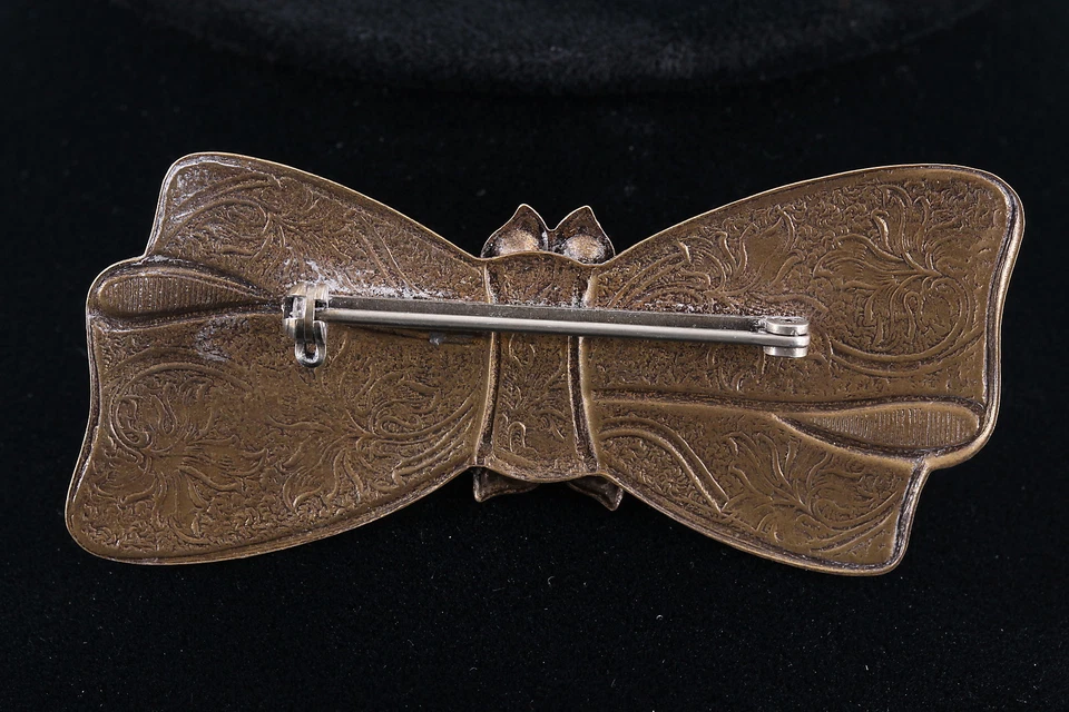 Broche lazo latón con cristales facetados rosas y piedra moda vintage 3631 Foto 2 de 2