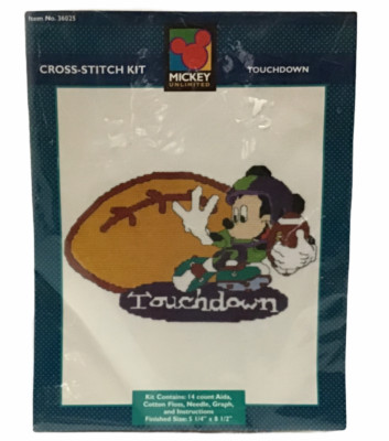 Mickey Unlimited Cross Stitch Kit Disney Football Sports 5 1/4 x 8 1/2 Touchdown