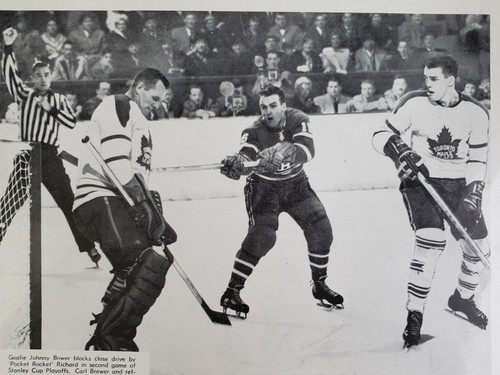 1960'S JOHNNY BOWER HOCKEY PHOTO LEAFS VS CANADIENS PROMO MAIL IN NHL PREMIUM - Picture 4 of 12
