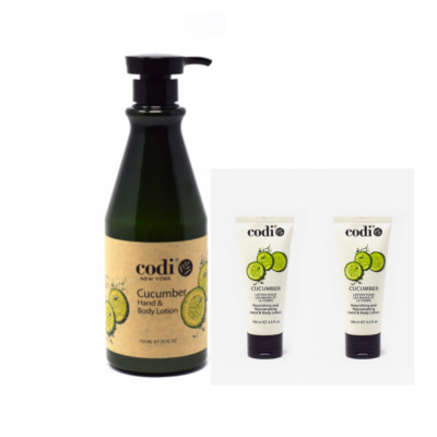 Codi Cucumber Hand & Body Lotion Big and 2 Small Set, 750ml/25oz + 3.3oz/100ml