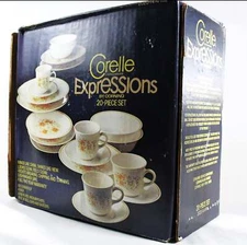 Corning 20pc-Corelle Expressions-NIB-Plates-Teacups-Saucers-Unused-Livingware