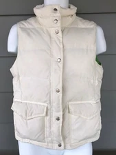 J Crew Women’s Down Quilted Off White Puffer Vest Jacket Sz Medium