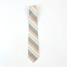 Vintage Deauville Men’s Tie Diagonal Striped Tans Neutral Made in USA 55 x 3.2"