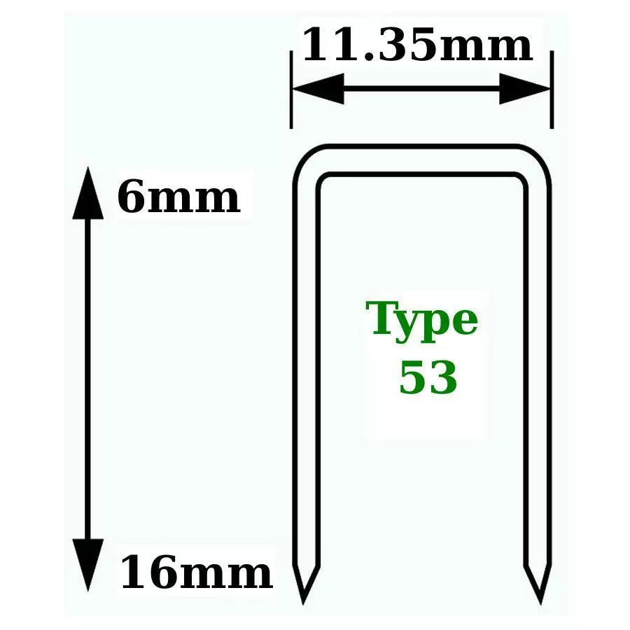 Type 53 series Staples 6 8 10 12 14 16 mm 22 Ga galvanised