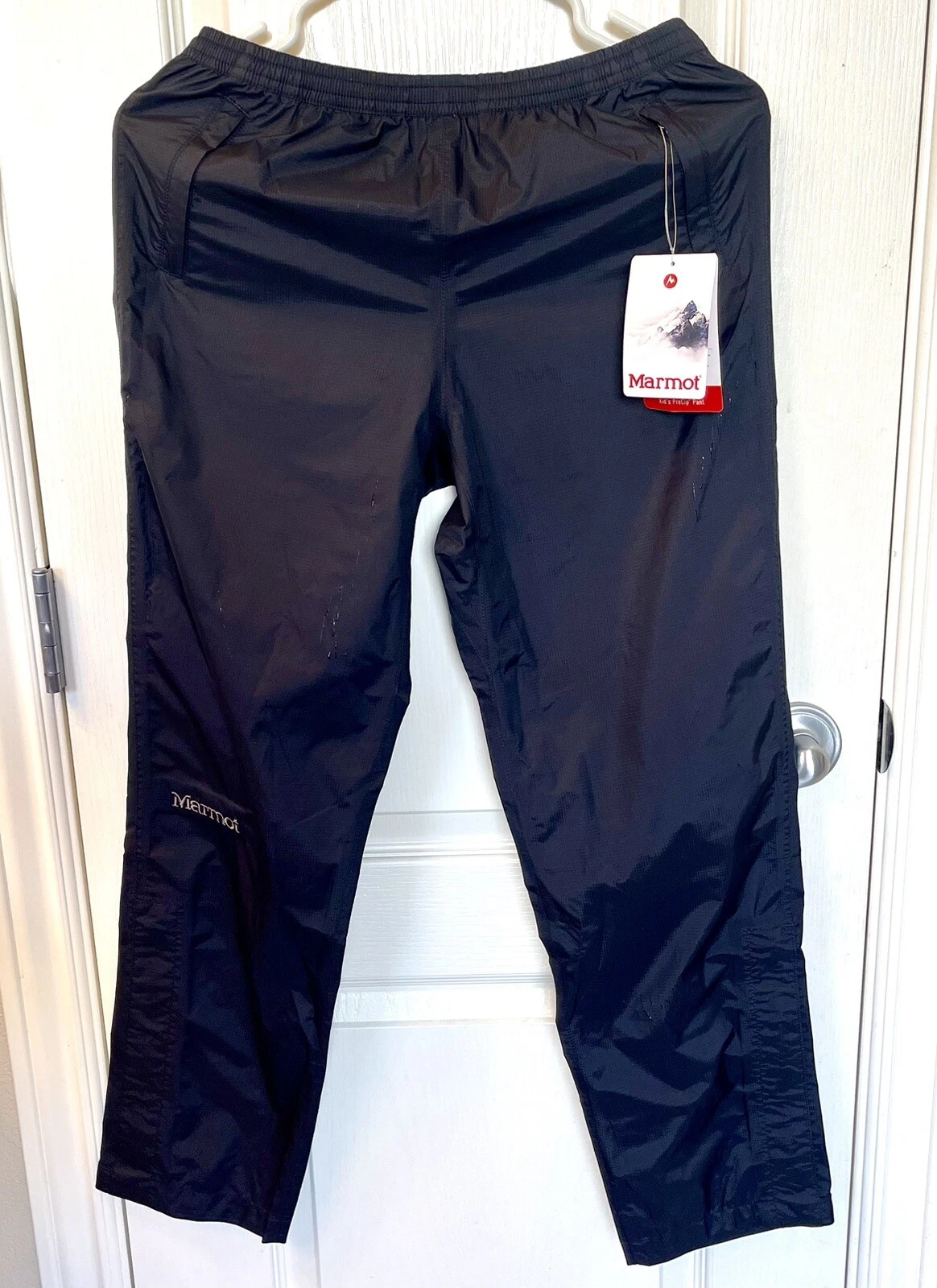 Marmot PreCip Waterproof Pants Kids Large Black Nylon Hiking Rain Packable