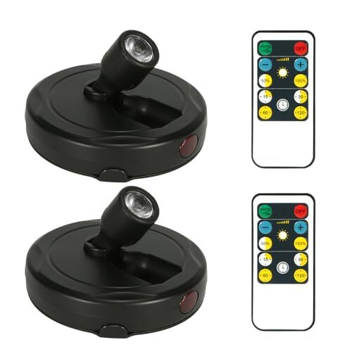 Wireless Spotlight Battery Operated, LED Display Puck Lights, Pure Black