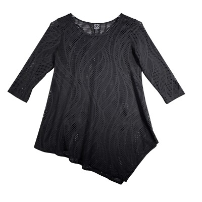 Clara Sunwoo Shirt Black Mesh Tunic Top Black Asymmetrical Lagenlook Edgy Small