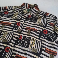 Vtg 90s Scandia Woods Silk Short Sleeve Button Up Shirt Men's Medium C6