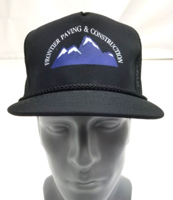 Vintage Frontier Paving Foam Mesh Trucker Hat Snapback Black Purple