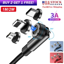 3-IN-1 180°+360° Rotate Magnetic Fast Charger Cable for Apple Type C Micro USB