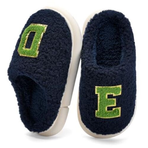 Kids Slippers Boys Girls Warm Soft Plush Memory Foam 3.5-4.5 Big Kid Diy Blue
