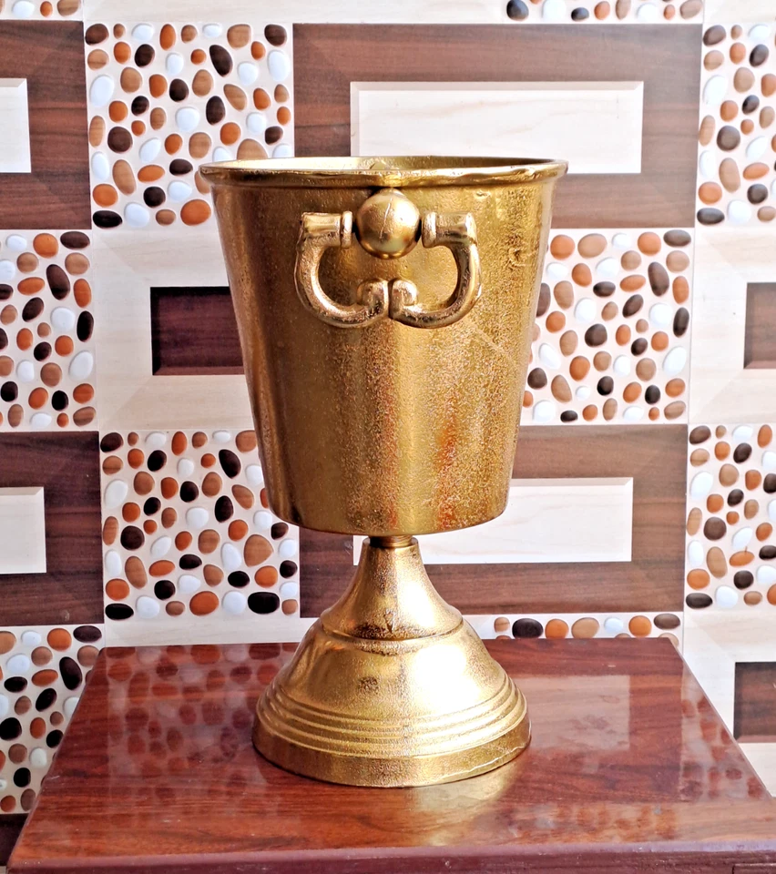 Cubo de champán dorado de pie aspecto envejecido enfriador de vino regalo de hielo Foto 4 de 4