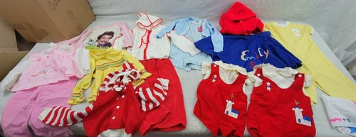 VTG 1980s CHILD/BABY CLOTHES FOR A GIRL & BOY POODLE SKIRT ETC....
