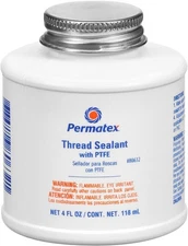 Permatex 80632 Thread Sealant with PTFE, 4 oz. , White