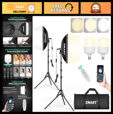 Softbox Photography Lighting Kit 16"x16" LED Bulbs Remote Control Studio Lights