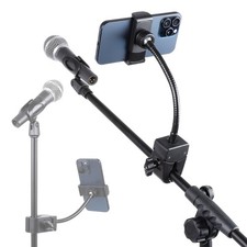 Mic Stand Phone Holder, Flexible Phone Mount with 7.9" Removable Gooseneck for M