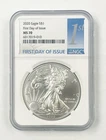 2020 Fine .999 1oz American Silver Eagle FDOI Bullion Coin Certified NGC MS70