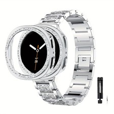Diamond Metal Strap Case For Samsung Galaxy Watch 9 8 44mm 40mm Band Bumper Belt