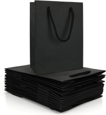 Image of CYEER 30 Pack Black Gift Bags, 15X7X20Cm Small Paper Bags with Handles