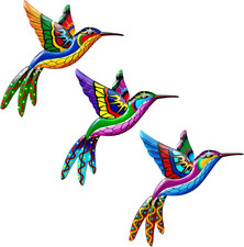 Metal Hummingbird Wall Decor Wrought Iron Colorful Hummingbird Wall Hanging 3D C