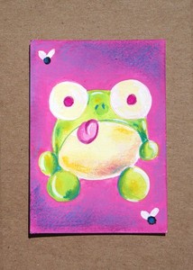 ACEO Original Silly Frog on Paper 2.5 x 3.5 by Patricia Esmenda