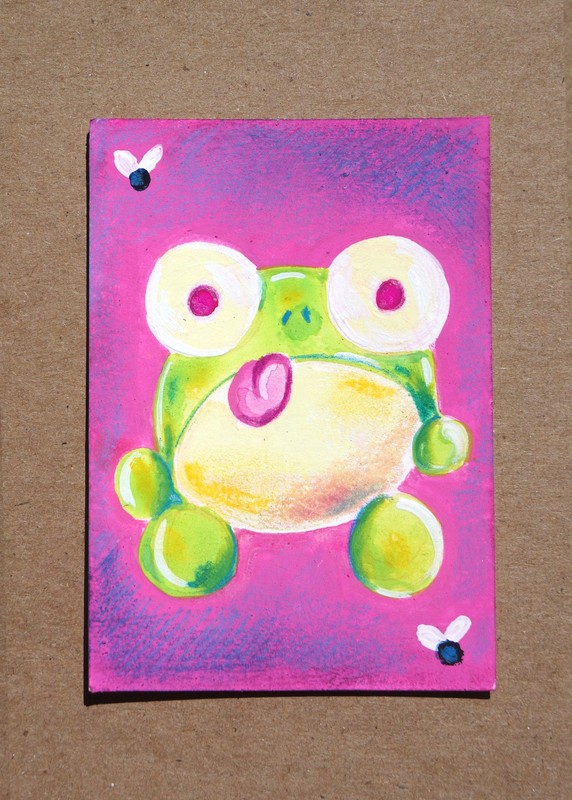 ACEO Original Silly Frog on Paper 2.5 x 3.5 by Patricia Esmenda