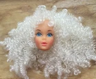 Vintage Mod Barbie Doll Head Full Platinum Curly Hair Reroot