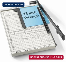 15" Guillotine Paper Cutter: Heavy-Duty Steel Base, 15-Sheet Capacity, Automatic