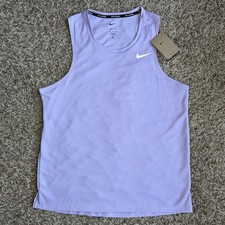 Image of Nike Miler Dri-Fit Classic Fit Running Tank Men's Size Medium Purple DV9321-515