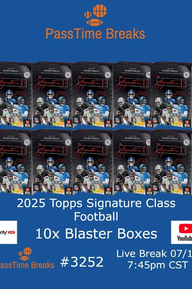 2025 TOPPS SIGNATURE CLASS FOOTBALL - 10x Blaster Box - BREAK 3252