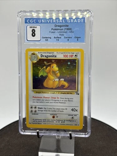 1999 Pokemon Fossil Holo #4 Dragonite CGC 8 NM MINT 4/62