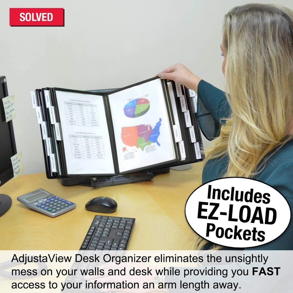 AdjustaView 20-Pocket Desk Reference Organizer with Easy-Load Pockets and Com... - Image 2 of 4