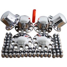Chromed Abs Plastic Front And Rear Wheel Axle Cover Set With 33mm Lug Nut Covers