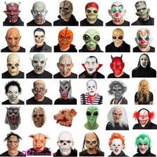 Adult Full Head Latex Masks Halloween Scarecrow Devil Zombie Werewolf Pig Alien