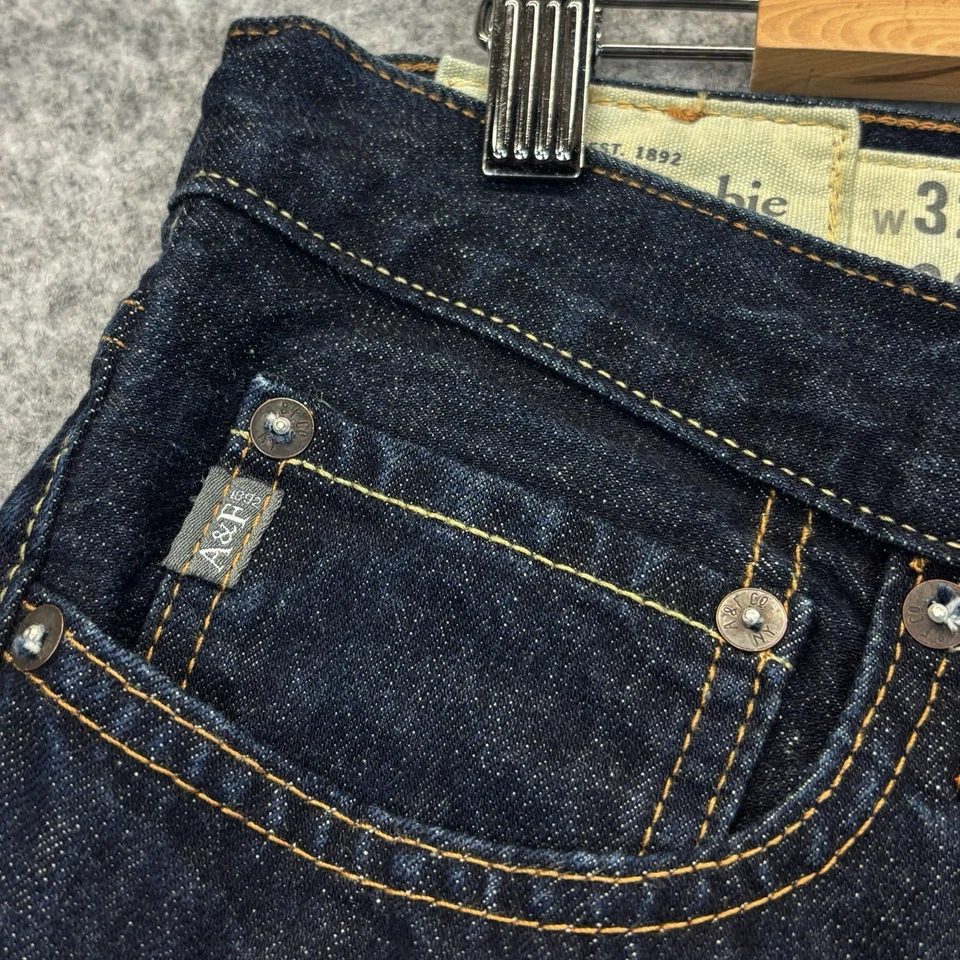 Abercrombie & Fitch Skinny Jeans W32” L32” Darkwash Blue Mens button fly pant - Image 3 of 4