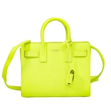 SAINT LAURENT Nano Sac de Jour 340778 Leather 2way Shoulder Handbag NeonYellow