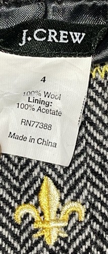 J. Crew Gray Belted Herringbone Norfolk Wool Tweed Wooden Buttons Jacket Size 4 - Picture 7 of 9