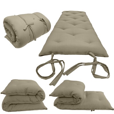 Full Traditional Floor Rolling Mattress, Cotton Shiki Futon 3x 54 x 80 Tan