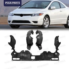 For 2006-2011 Honda Civic Front Fender Liner Engine Splash Shield Mud Guard Kit
