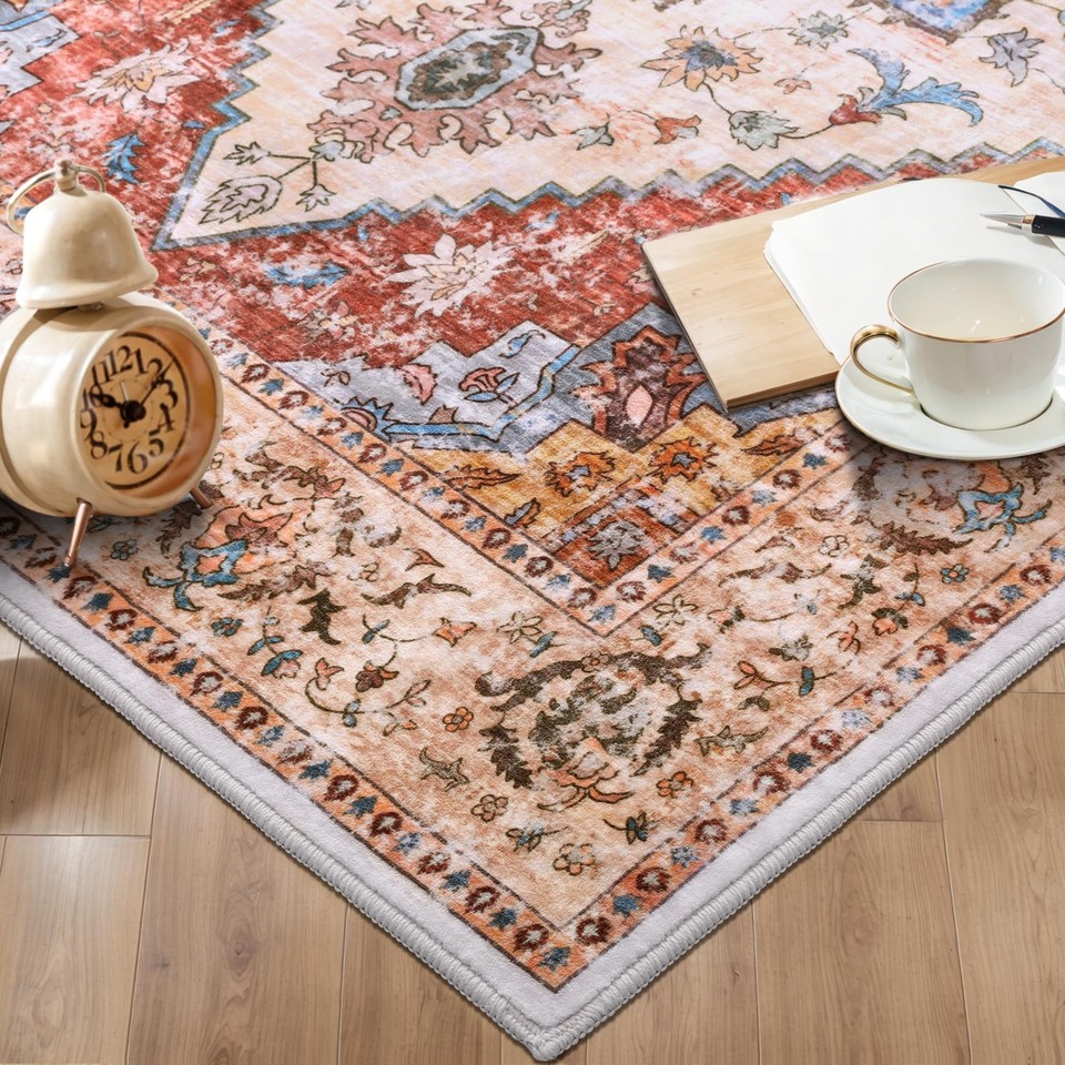 Washable Runner Rug Non Slip 2'x6' Hallway Rug Runner Vintage Kitchen