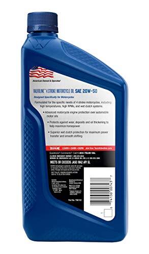 Valvoline 4-Stroke Motorcycle SAE 20W-50 Motor Oil 1 QT, Case of 6 FREE SHIP