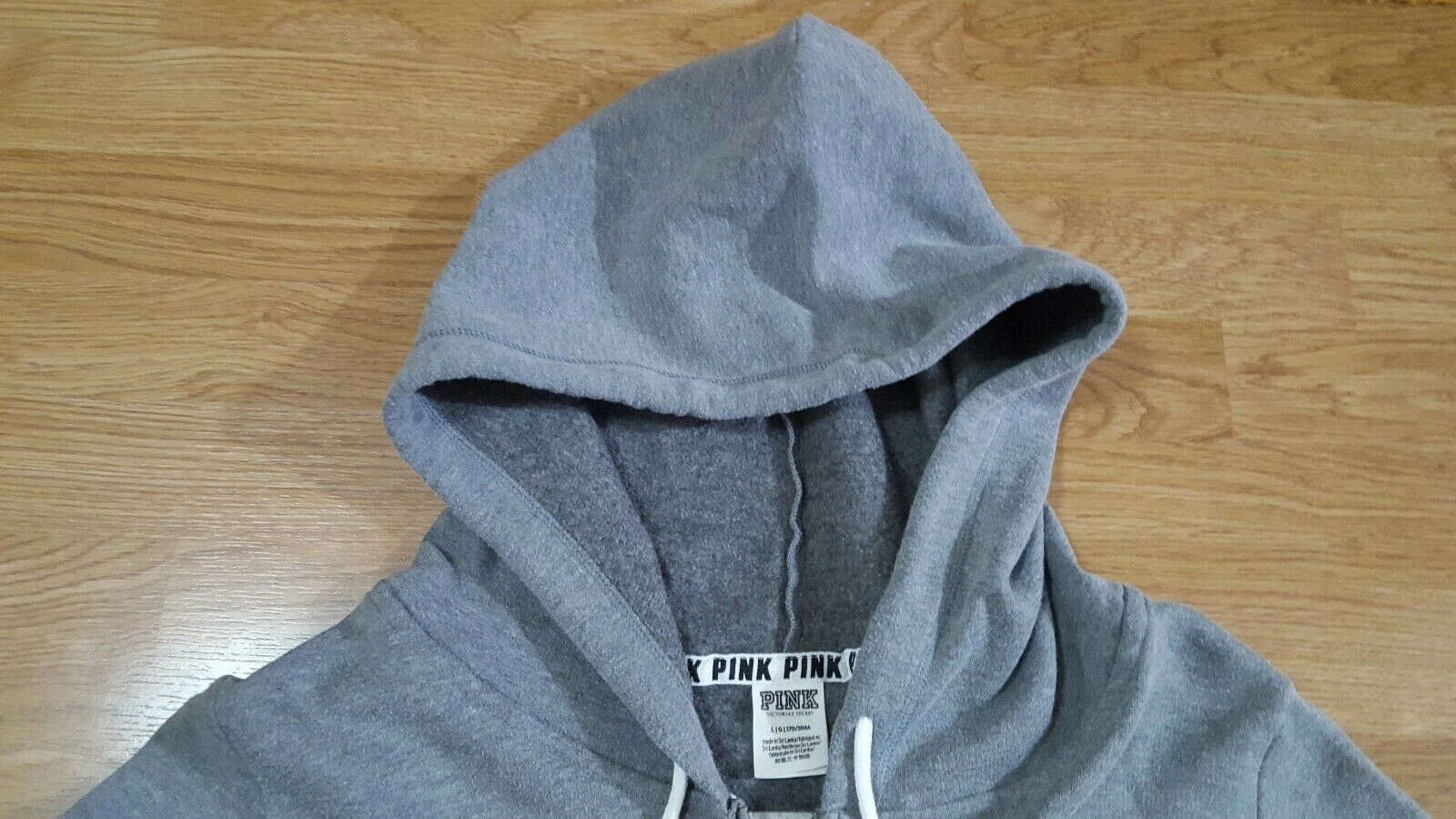 UNDERCOVER Victoria Secret ROSA Felpa con Cappuccio Maglione Full Zip Grigio Taglia L