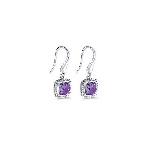 Gabriel & Co 925 Sterling Silver Amethyst Drops Earrings (Bead) - Picture 2 of 3